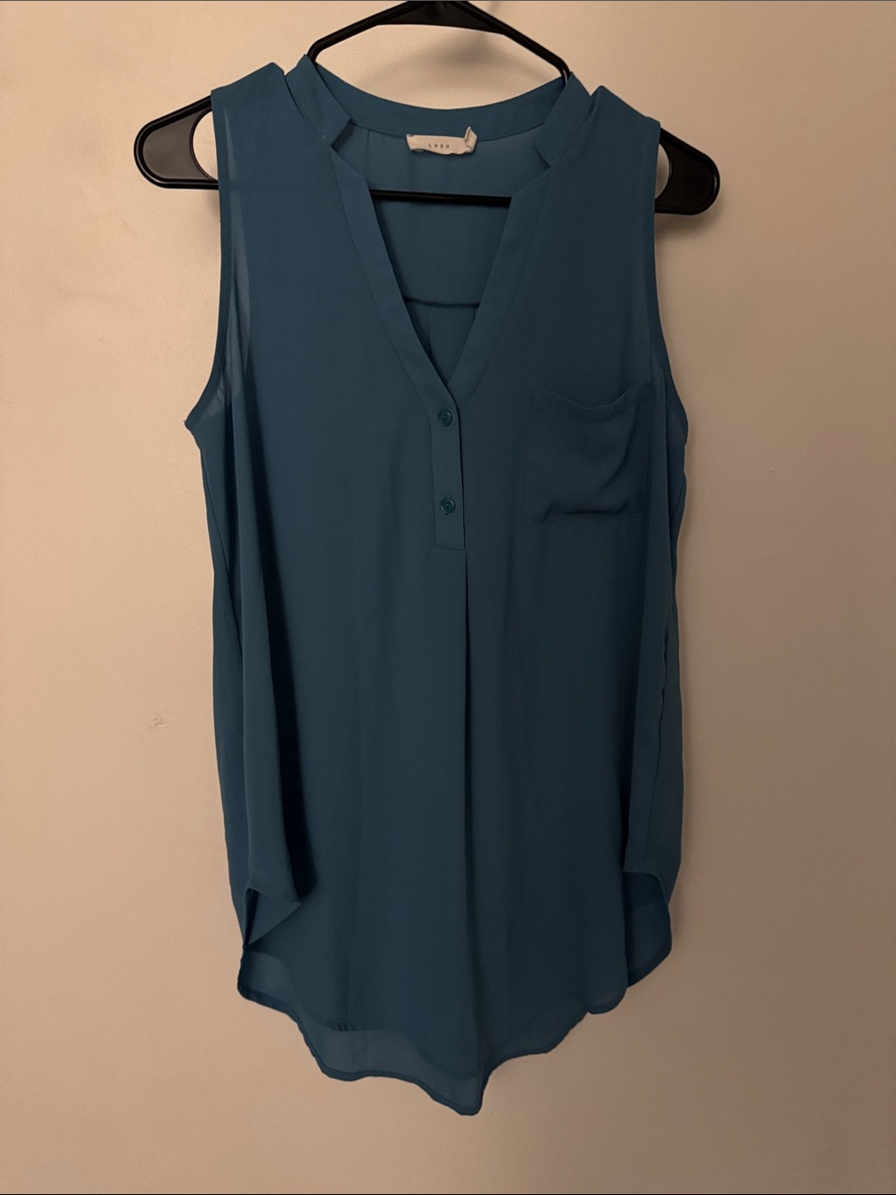 Sleeveless Teal V-Neck tunic Blouse - Lush Brand